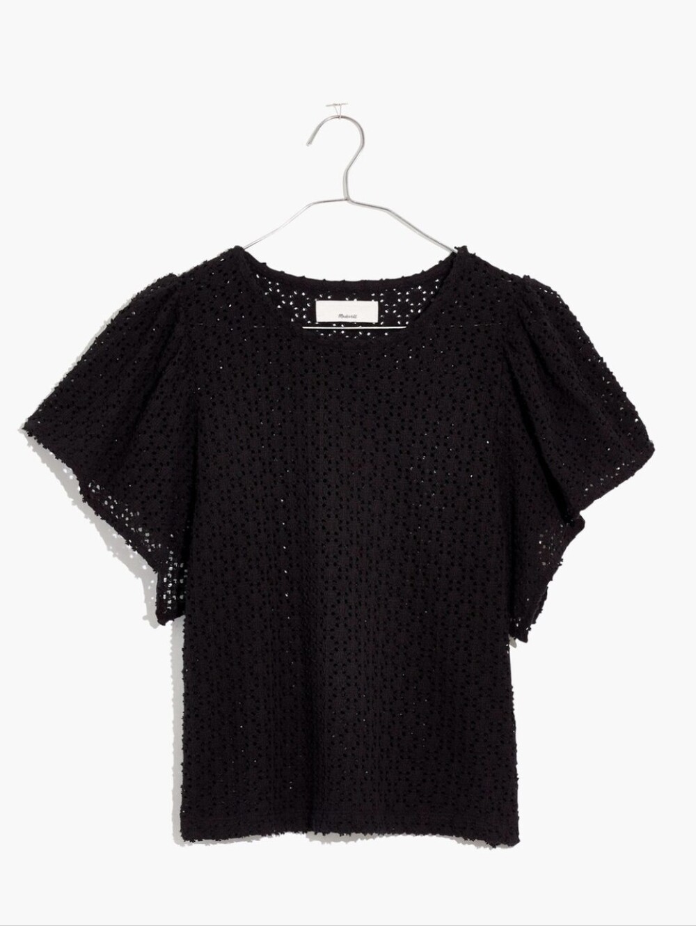 Madewell Texture & Thread Black Eyelet Crocheted Top